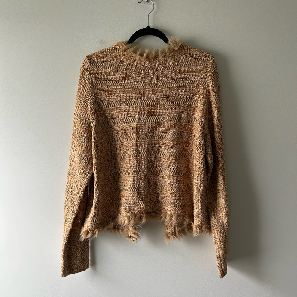Lilly Pulitzer brown knit cardigan with faux fur trim - Picture 5 of 5